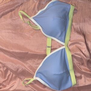Gills hicks Blue swim top with Yellow Straps